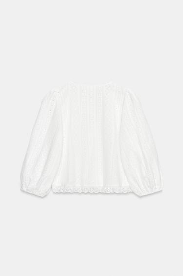 BLOUSE WITH CUTWORK EMBROIDERY - Oyster-white by Zara - Image 6