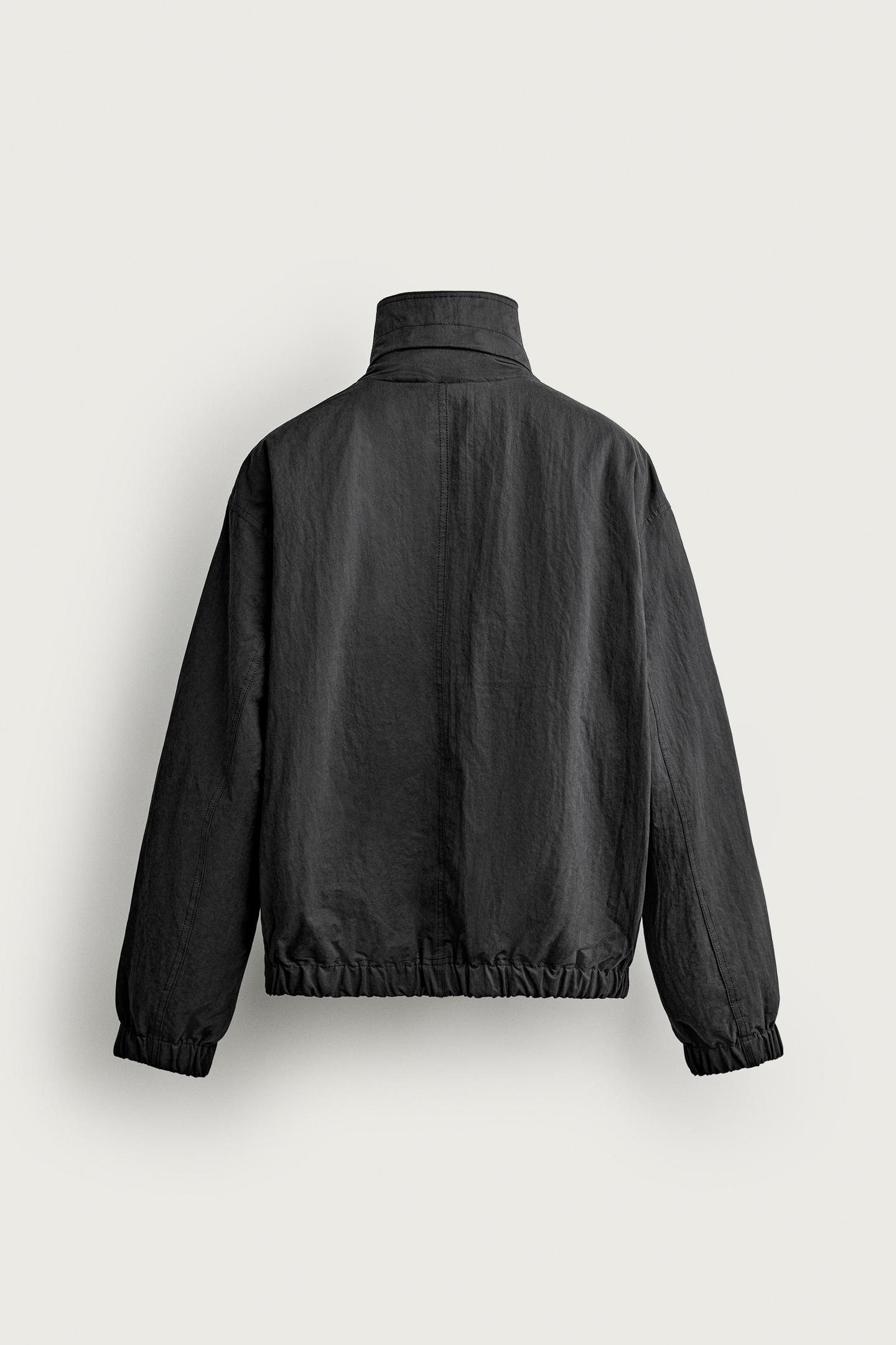 Мужская куртка Zara Padded Technical Hoodie Jacket, цвет: Чёрный — фото 8
