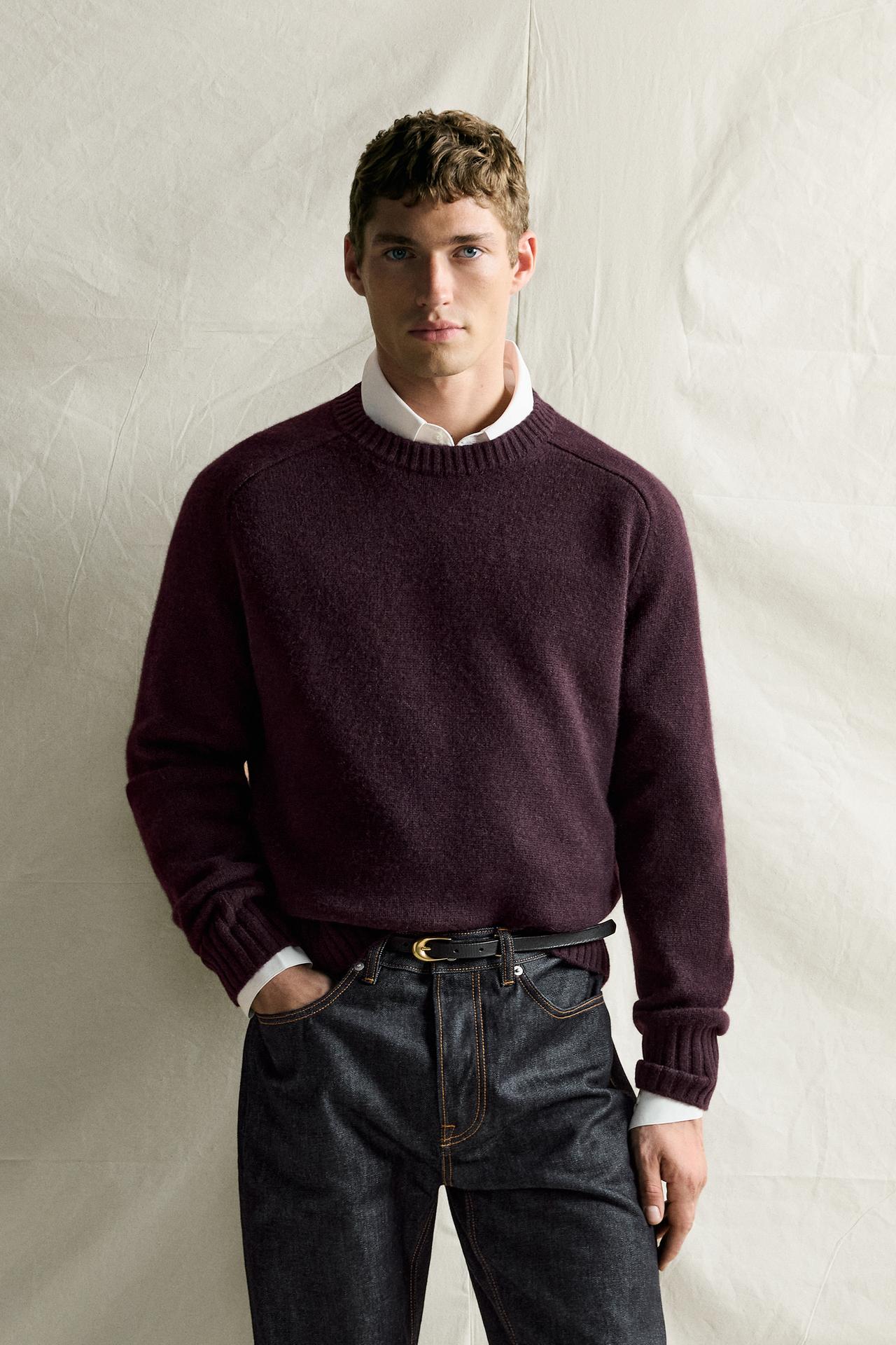 100% CASHMERE REGULAR FIT JUMPER — Plum