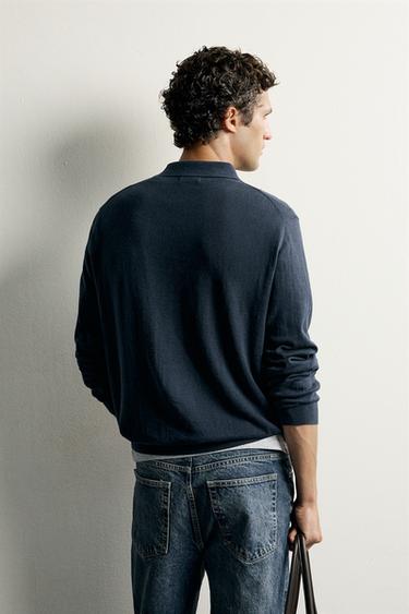 POLO EN MAILLE COTON ET CACHEMIRE - Bleu de Zara - Image 2