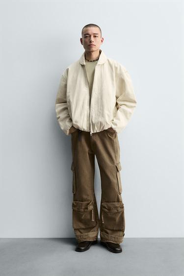 BOXY FIT COTTON JACKET - Ecru / Beige by Zara - Image 0