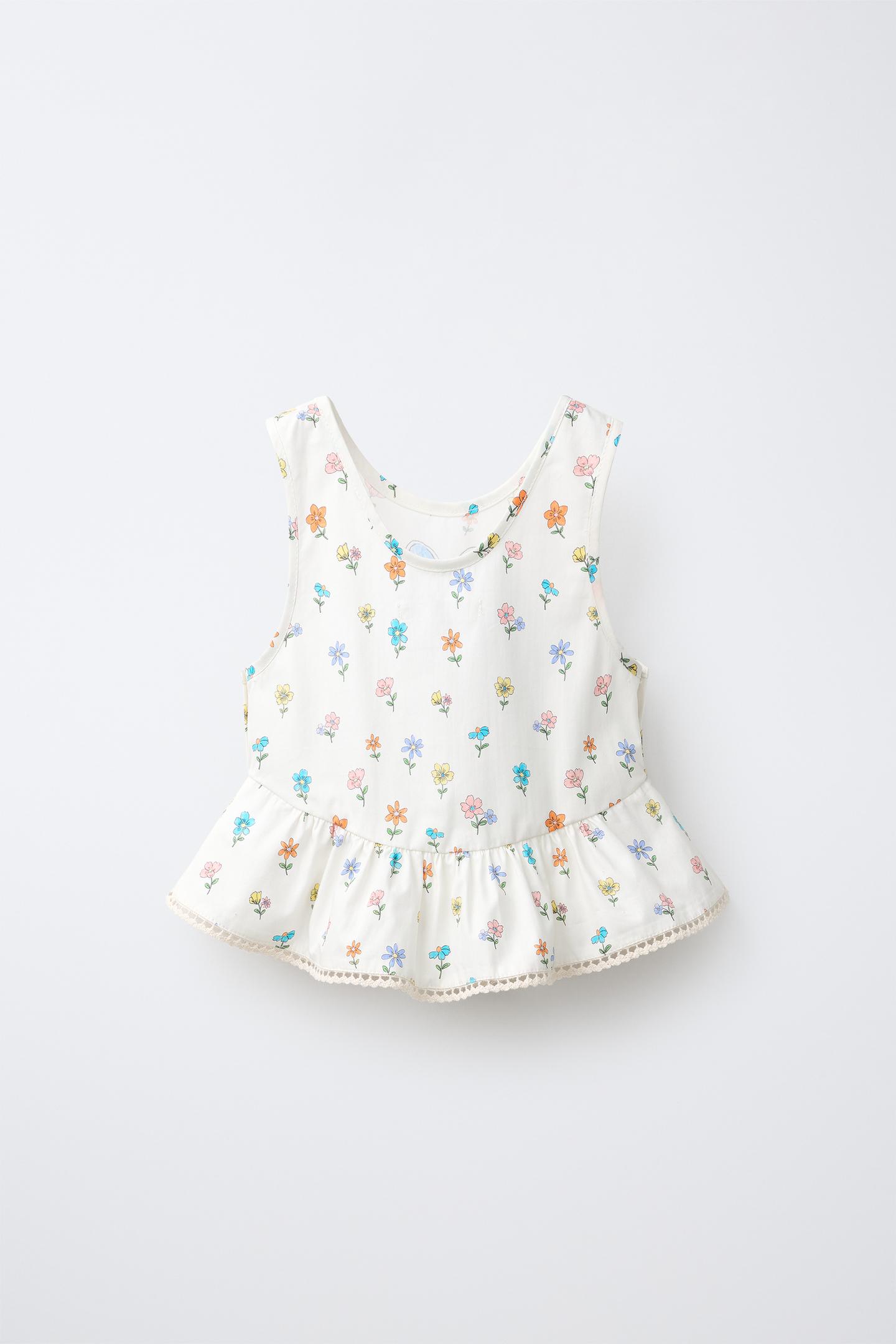 Детский топ Zara Floral Print Top, цвет: Экрю — фото 3