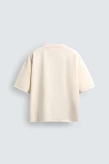 SUDADERA BOXY FIT ESTAMPADO NÚMERO - Blanco roto de Zara
