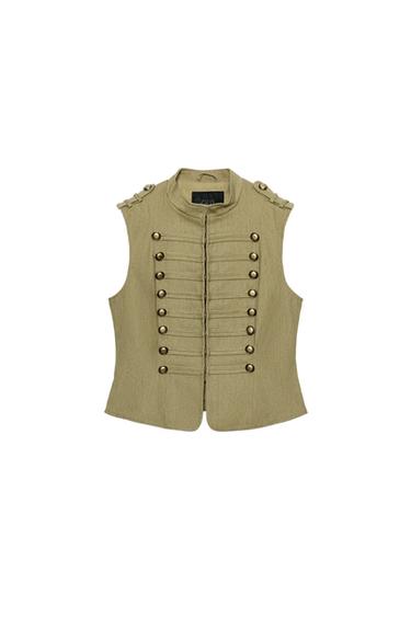 COTTON WAISTCOAT WITH MINI BUTTONS