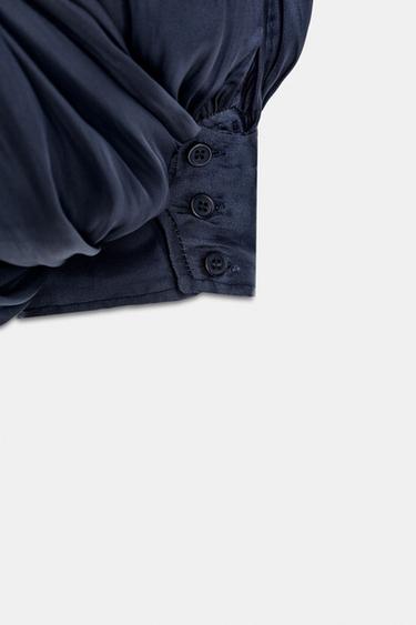 ZW COLLECTION SATIN HALTER JUMPSUIT - Navy blue by Zara - Image 9