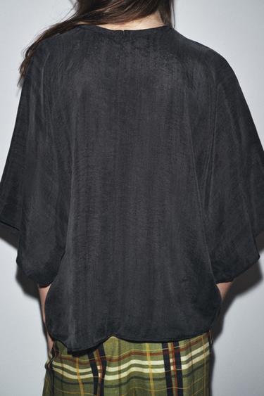 ZW COLLECTION SHORT SLEEVE TOP - Grey marl by Zara - Image 2