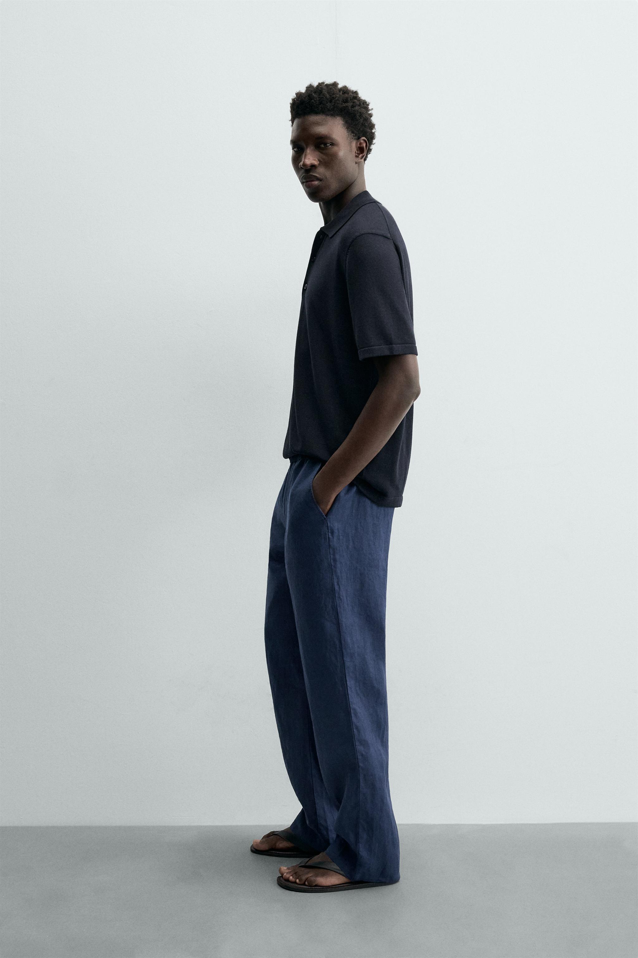 100% LINEN REGULAR FIT PANTS