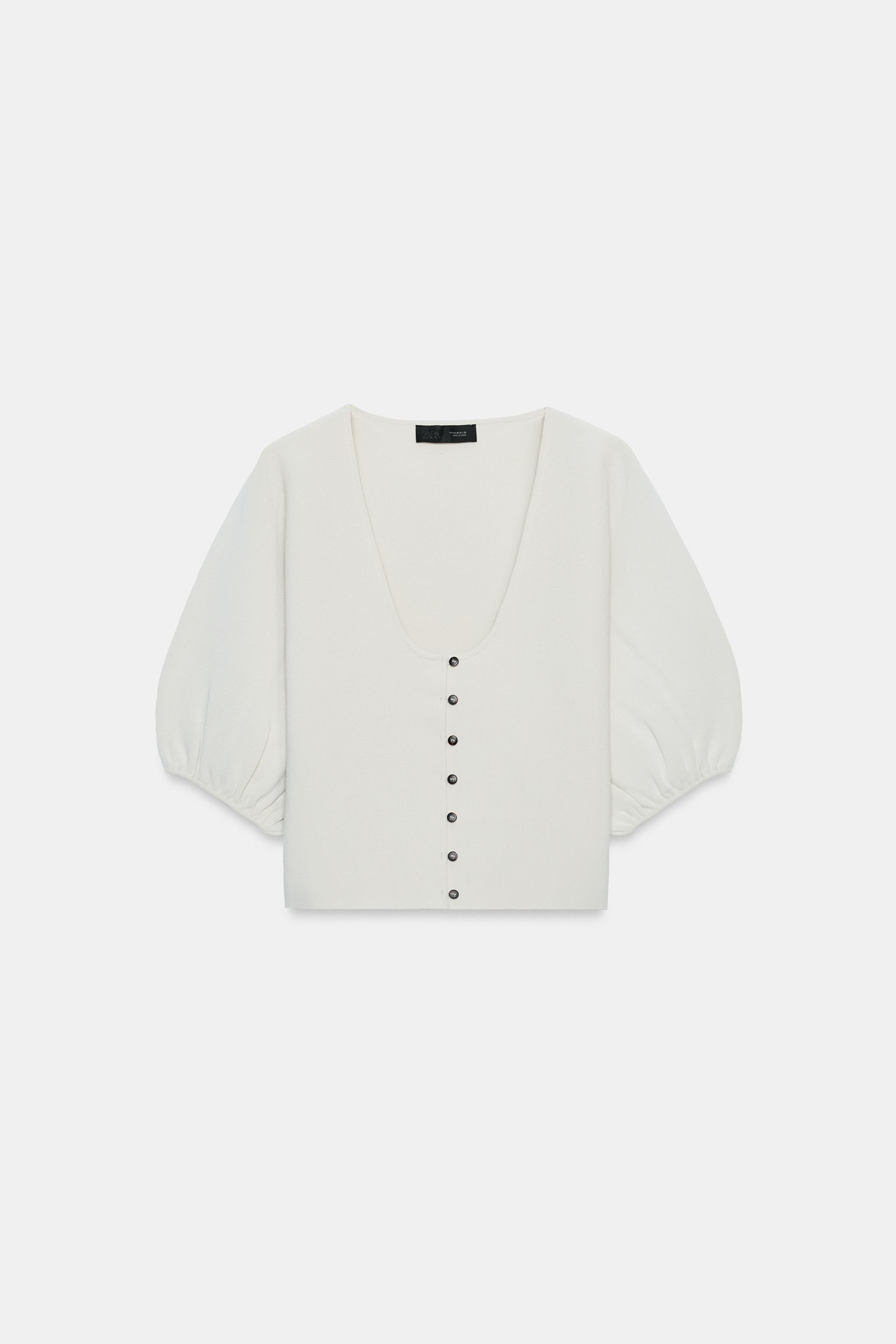 PUFF SLEEVE KNIT CARDIGAN