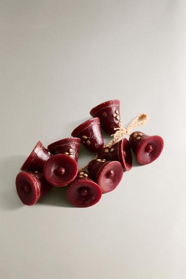 PACK OF CHRISTMAS BELL CASCADE CANDLES (PACK OF 10) - Red by Zara - Image 1