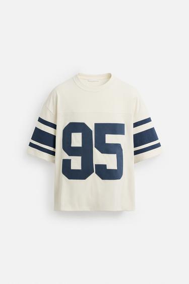 Zara VARSITY PRINT T-SHIRT - White