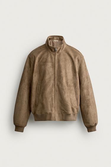 BLOUSON REGULAR FIT EFFET DAIM - Sable de Zara