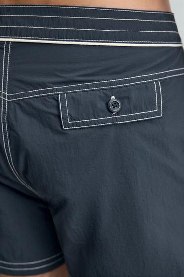 MAILLOT DE BAIN MI-LONG À LACET - Bleu de Zara - Image 6