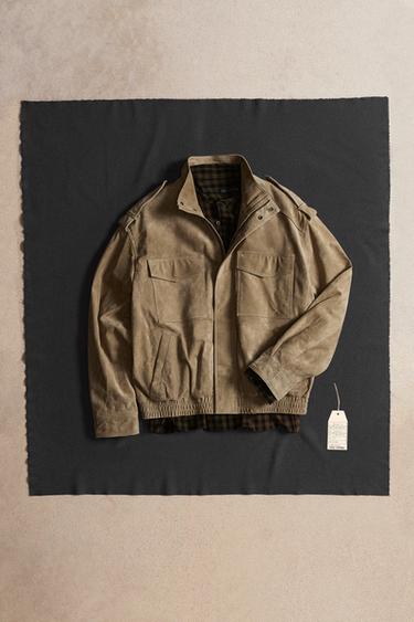 SUEDE LEATHER JACKET - Beige by Zara