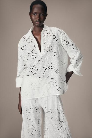 ZW COLLECTION EMBROIDERED SHIRT - White by Zara