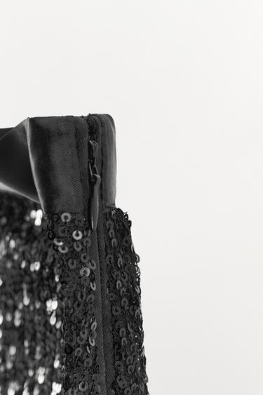 JUPE COMBINÉE SEQUINS DENTELLE - Noir de Zara - Image 3
