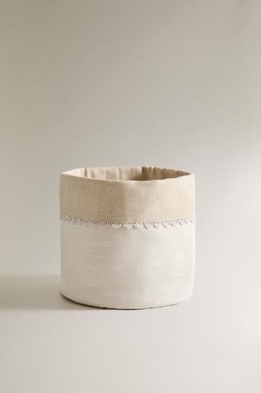 BREAD BASKET WITH LACE TRIM - Light beige by Zara