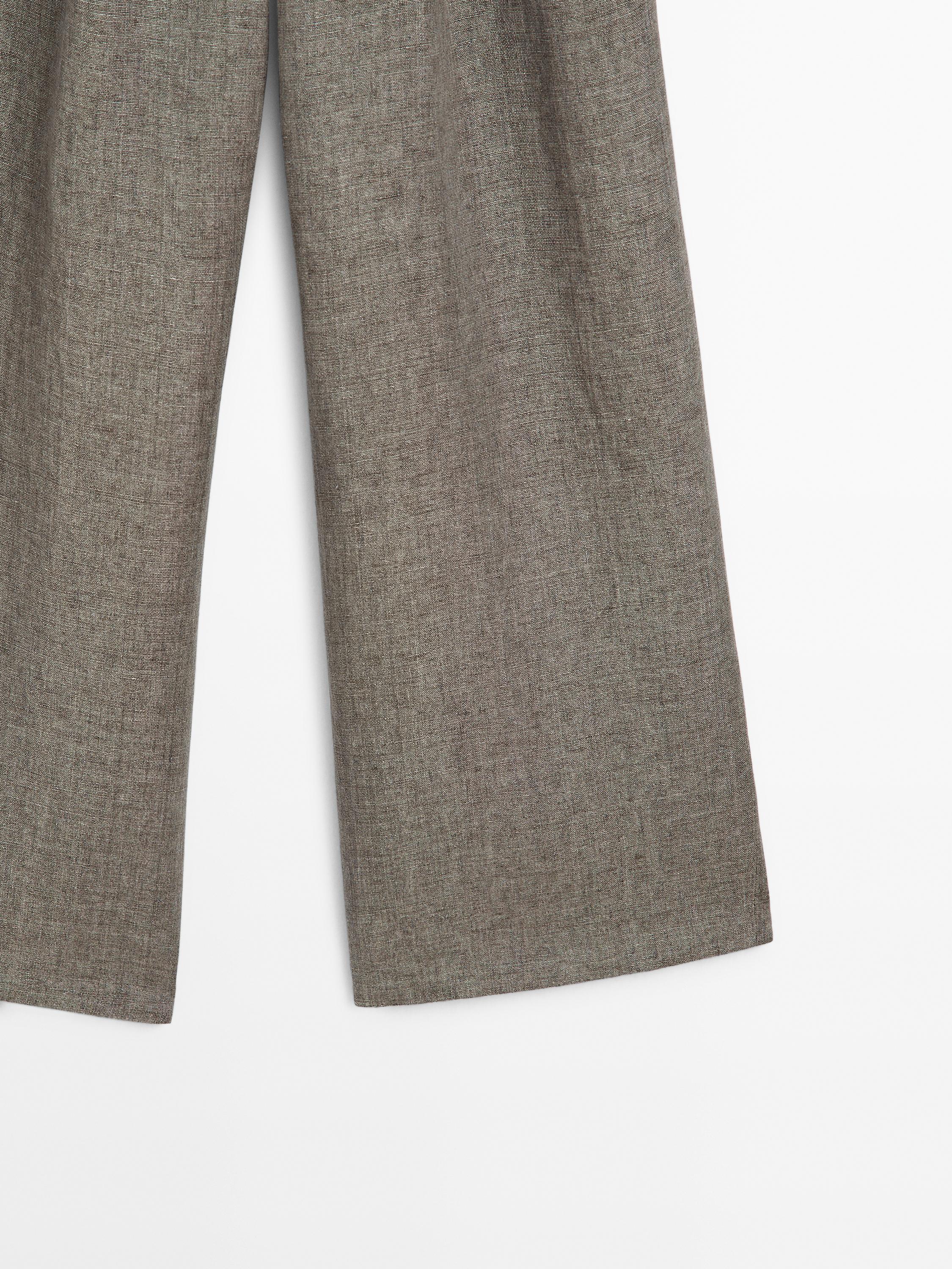 Pantalon à double pince 100 % lin