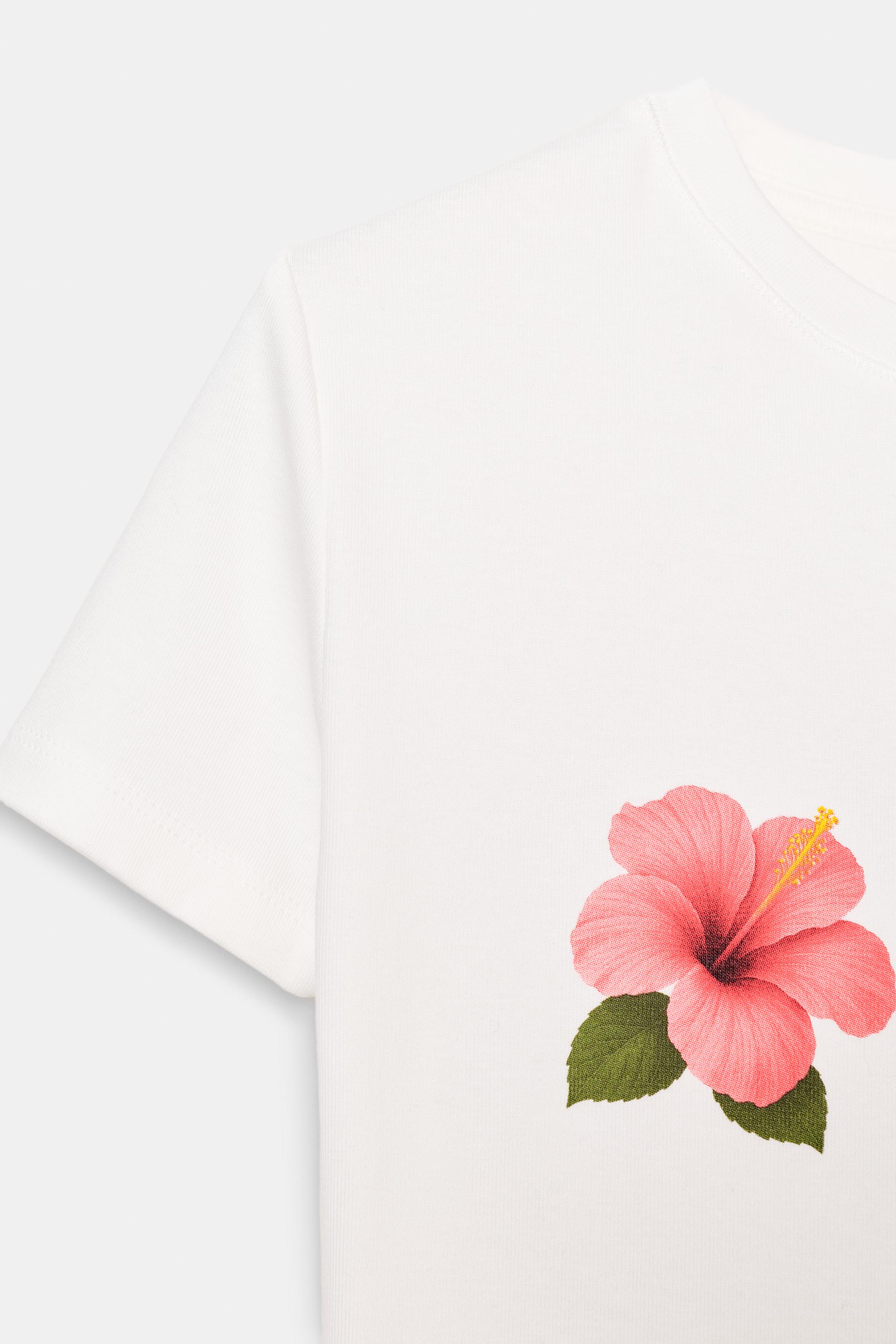 ÇİÇEK DESENLİ KISA KOLLU T-SHIRT - Görsel 5