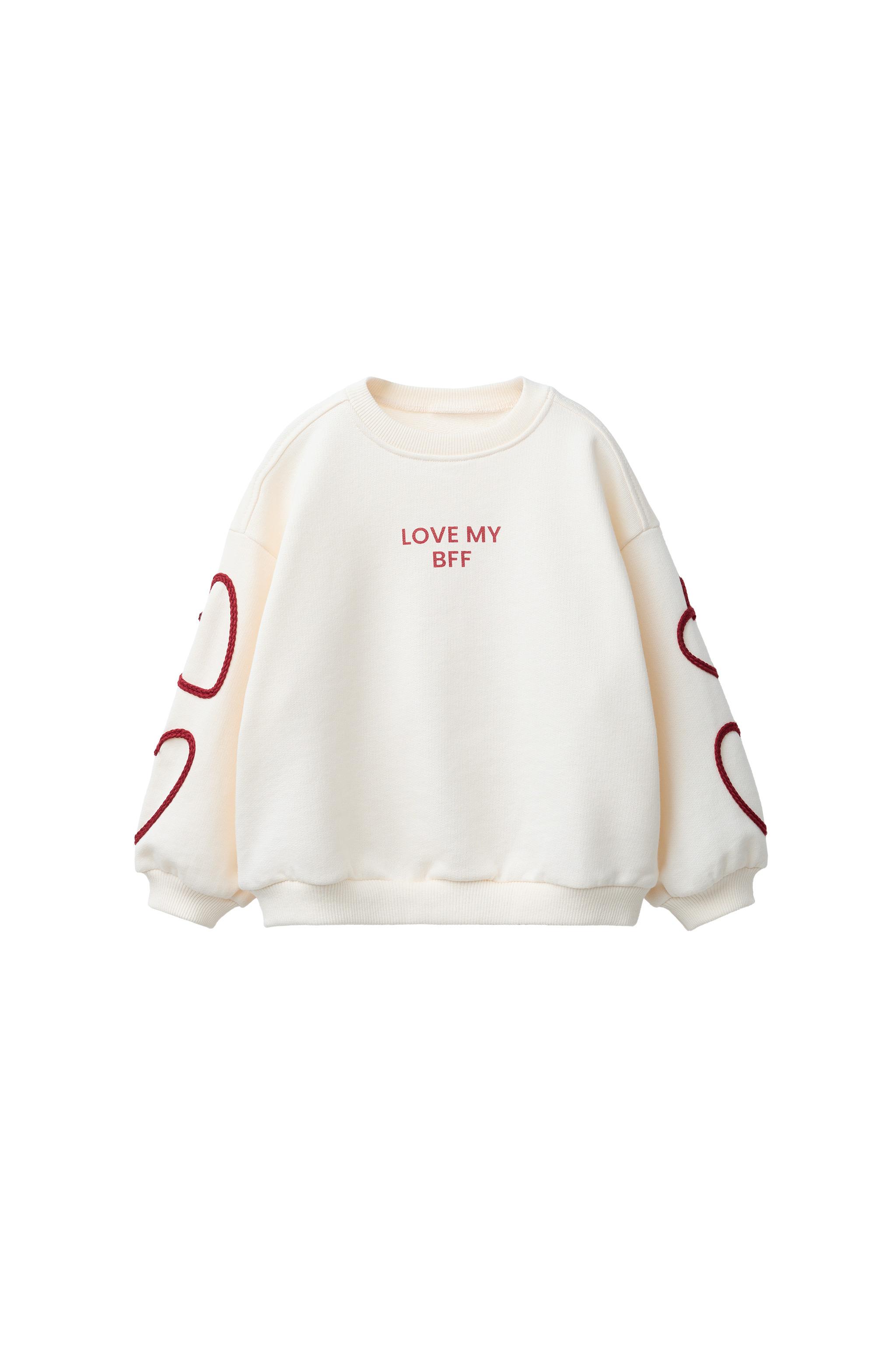 TEXT HEARTS SWEATSHIRT - Ecru | ZARA Canada