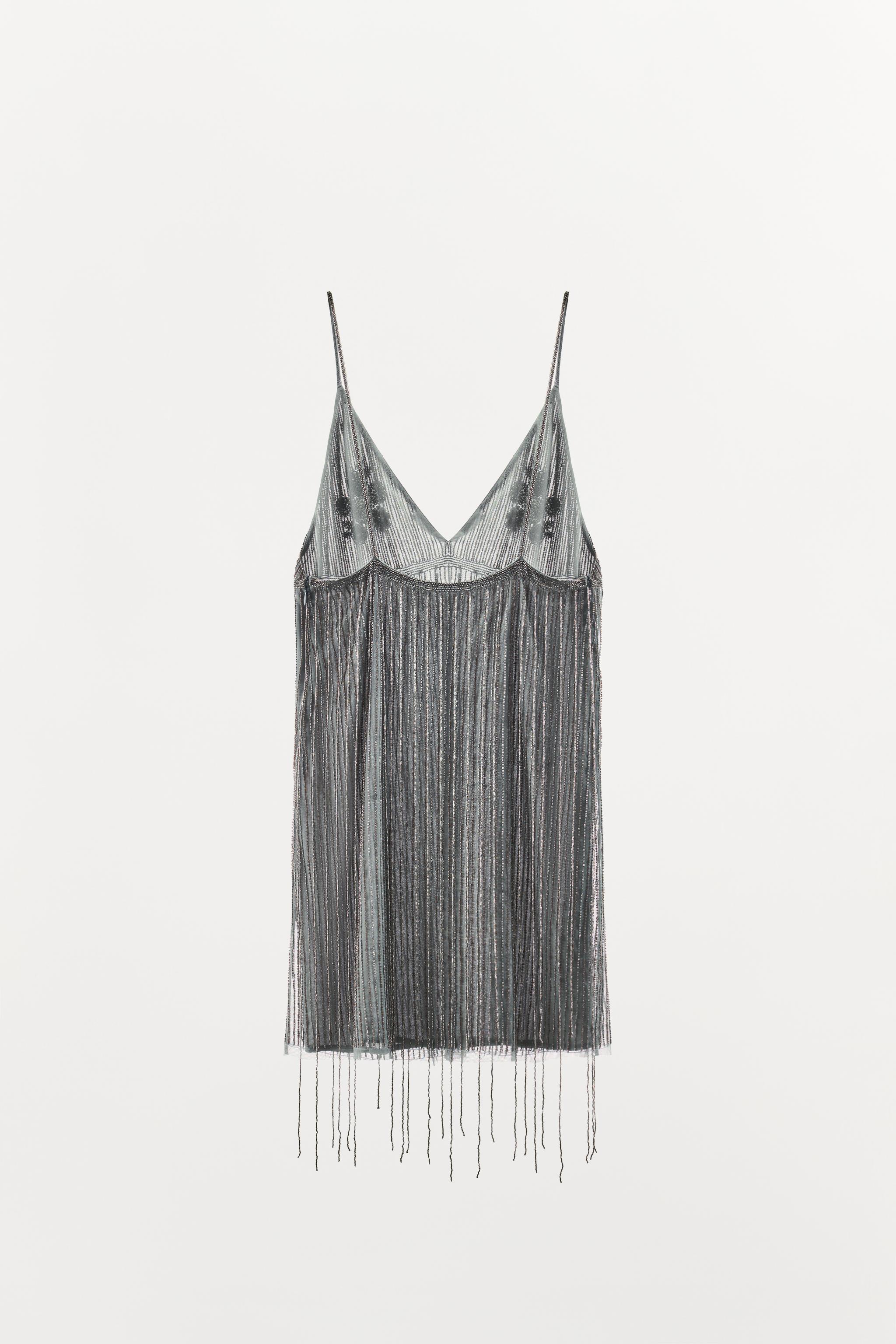 SHORT FRINGED BEADED DRESS