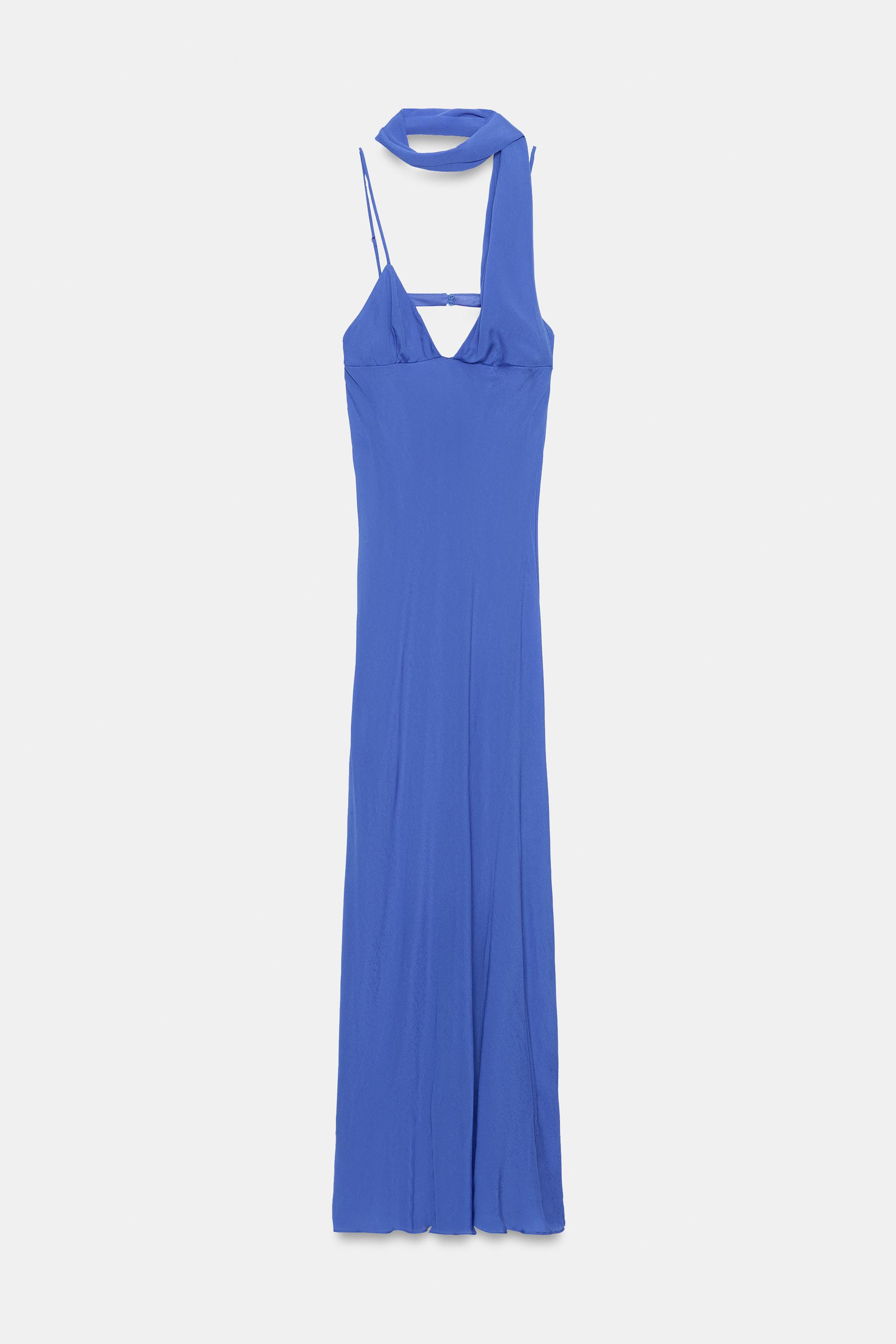 ROBE LONGUE EN CRÊPE DE SOIE À BRETELLES FOULARD
