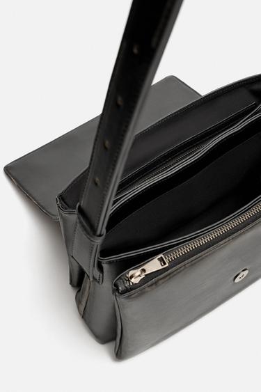 DISTRESSED-EFFECT FLAP CROSSBODY BAG - Black by Zara - Image 5