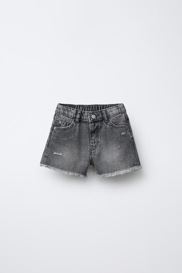 BERMUDA EN DENIM DÉCHIRÉ - Gris de Zara
