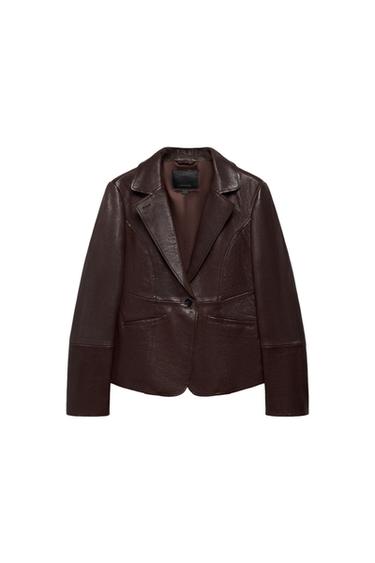 ВТАЛЕНО КОЖЕНО САКО ZW COLLECTION LIMITED EDITION - Кафяво от Zara