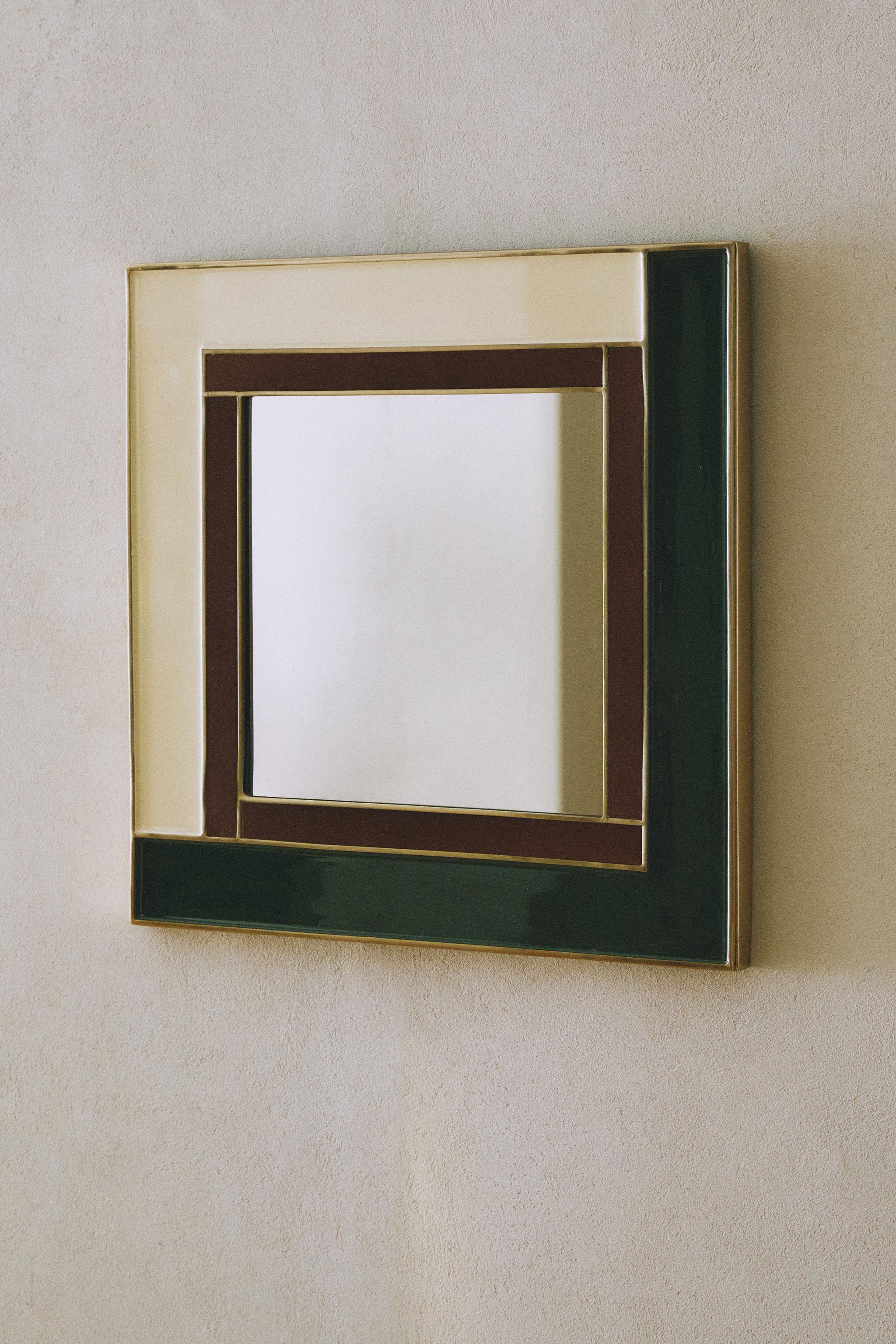 MIROIR MURAL BOIS RÉSINE X COLLAGERIE
