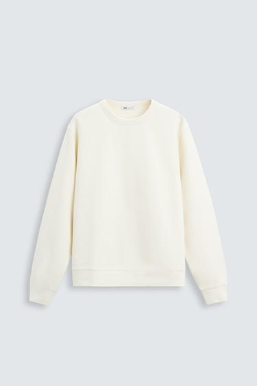 Zara BASIC CREWNECK SWEATSHIRT - Oyster-white