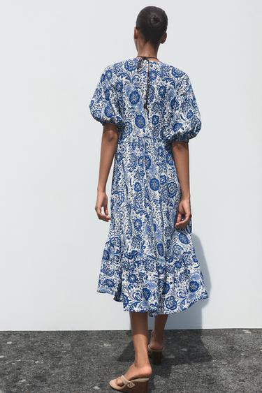 PRINTED MIDI DRESS - Blues by Zara - Image 3