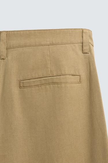 COTTON/LYOCELL PLEATED TROUSERS - Sand by Zara - Image 9
