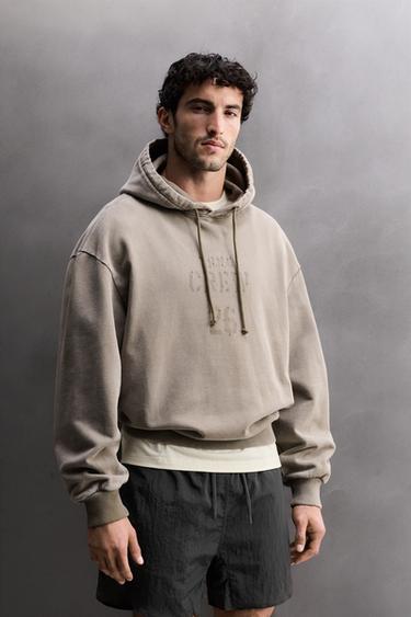 Zaras BLEKT SWEATSHIRT RELAXED FIT TRÄNING - Ljusbrun