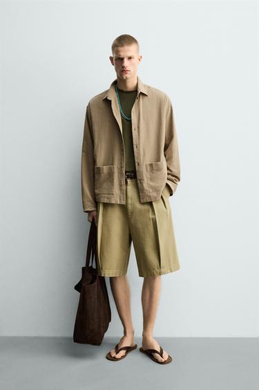EMBROIDERED COTTON/LINEN SHIRT - Sand by Zara - Image 0
