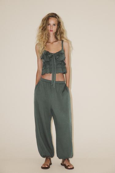 ÁO RÁP BÈO VÀ BUỘC DÂY - Xanh lục từ Zara