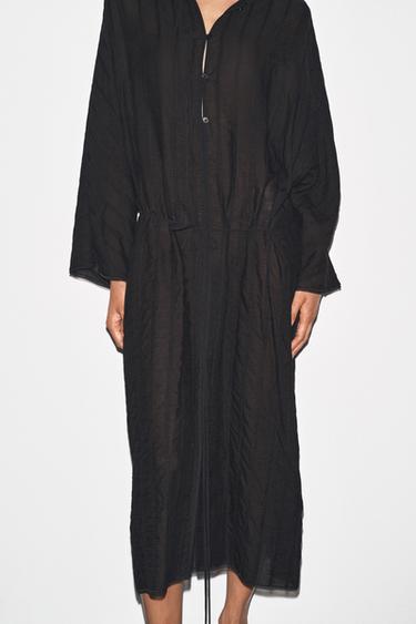 MIDI DRESS WITH TOGGLES ZW COLLECTION - Black by Zara - Image 4