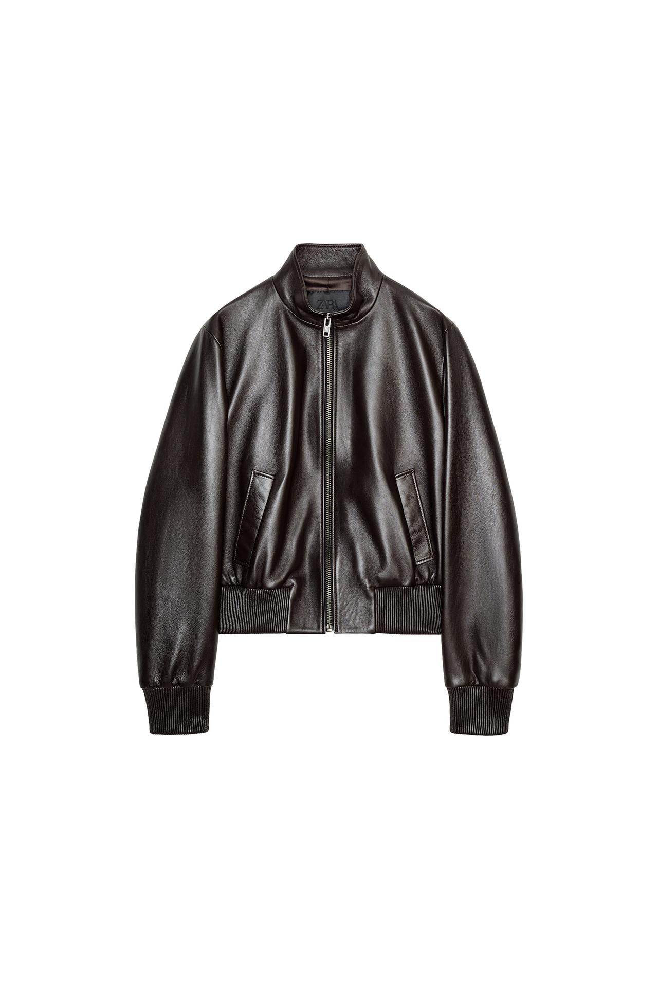 100% Leather Bomber Jacket Zw Collection