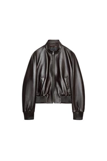 BOMBERJACKE AUS 100% LEDER ZW COLLECTION - Braun von Zara