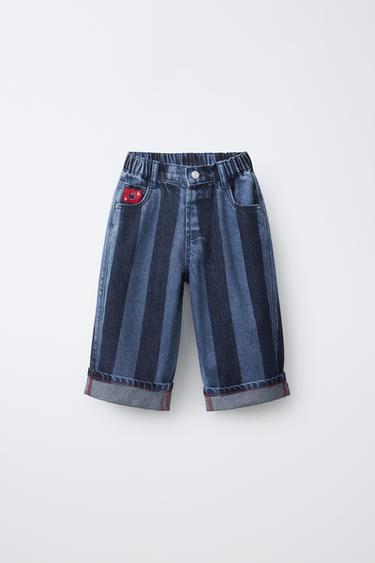 JEANS BALLOON RAYAS ETIQUETA - Índigo de Zara