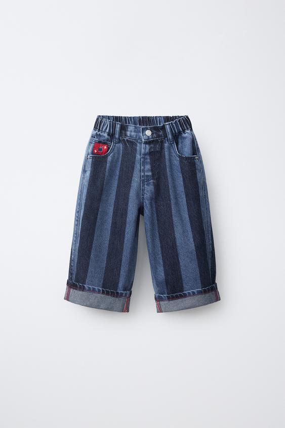 STRIPED LABEL BALLOON JEANS - Indigo de Zara - Imagen 0