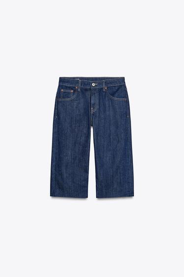 MID-WAIST TRF CAPRI DENIM BERMUDA SHORTS - Dark indigo by Zara - Image 4