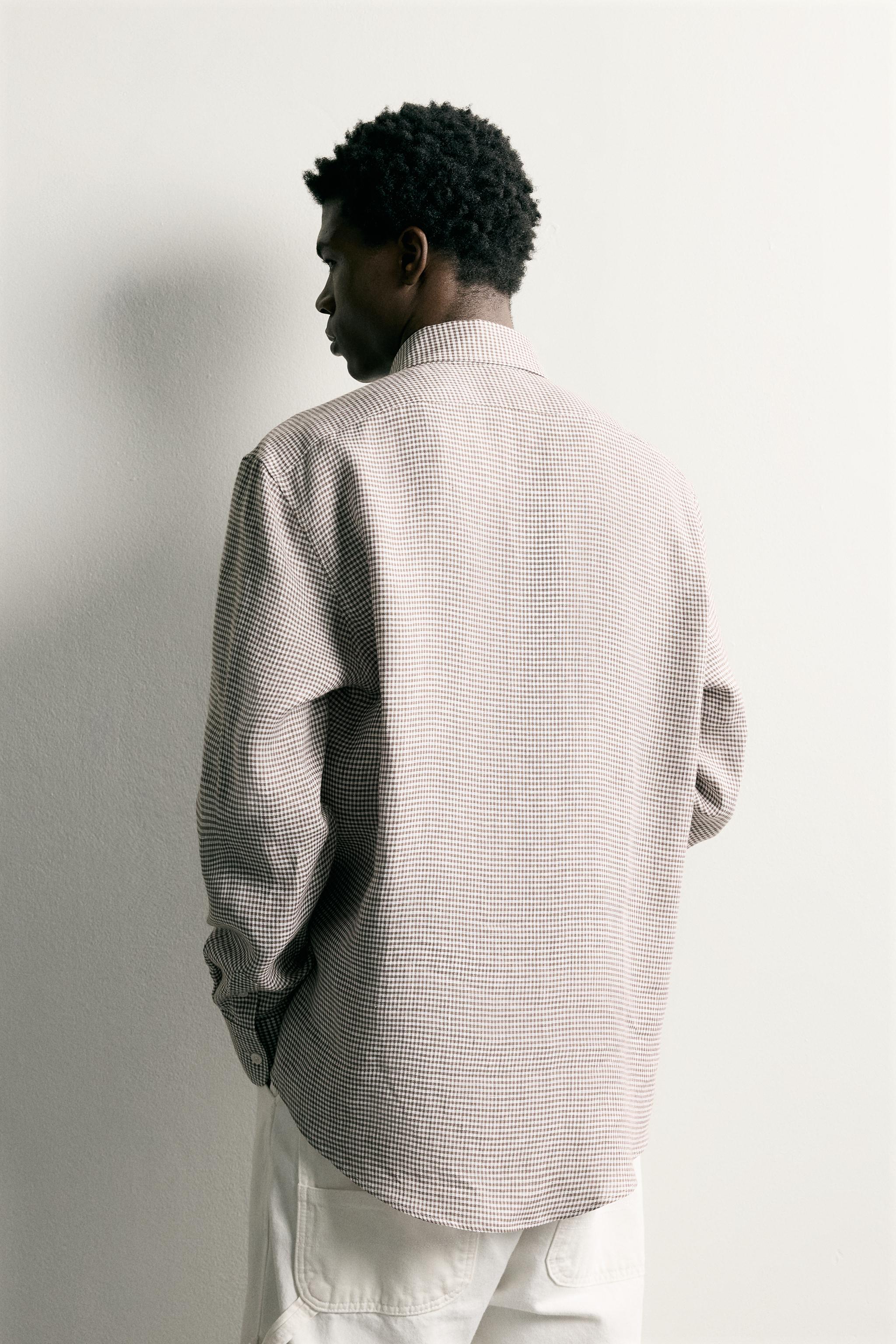 CHEMISE REGULAR FIT À CARREAUX 100% LIN
