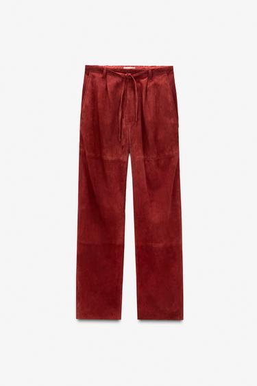 CALÇA DE COURO SUEDE LIMITED EDITION - Borgonha da Zara