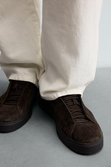 LEATHER TRAINERS - Brown by Zara