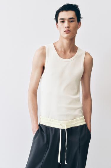 STRIPED JACQUARD TANK TOP X AARON LEVINE - Ecru by Zara
