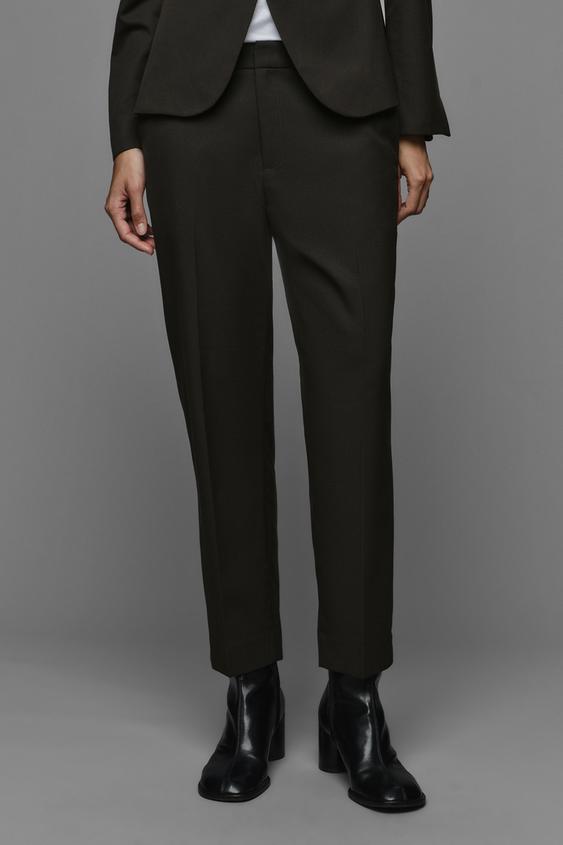 LOW-RISE CROPPED TROUSERS - Brown by Zara - Image 1