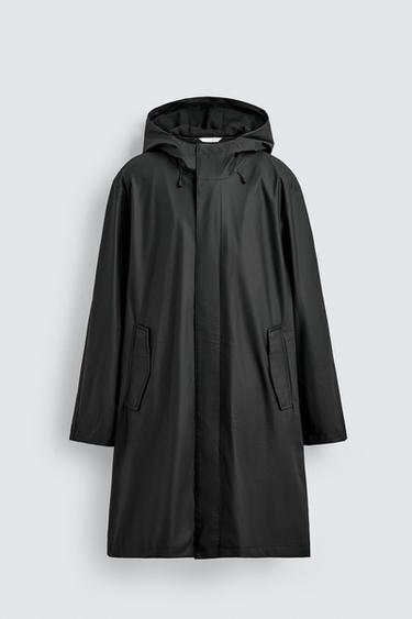 PARKA EFFET GOMME CAPUCHE - Noir de Zara - Image 7