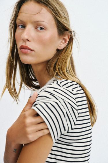 RUSTIC COTTON T-SHIRT - striped by Zara
