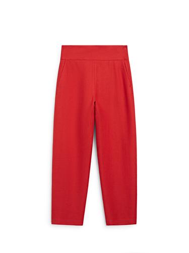 Pantalon volume en lin - Rouge de Zara
