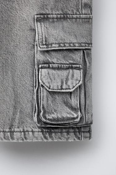 BERMUDA EN DENIM MULTICARGO LARGE - Gris moyen de Zara - Image 3
